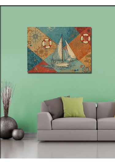 Kanvas Tablo Yelkenli Tekne Ve Desenler