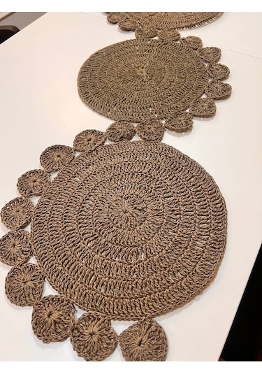 Finezza Hasır Handmade Örme Naturel Brown Runner 100 Cm - 1490