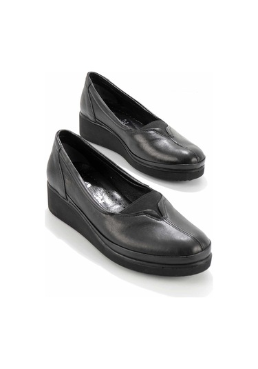 Siyah Hakiki Deri Kadın Casual Ayakkabı K01586060103 Siyah