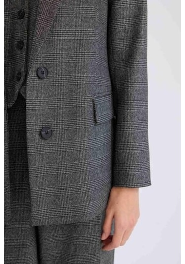DeFacto Oversize Geniş Kalıp Düğmeli Blazer Ceket W2206AZ24AUAR63 Antrasit