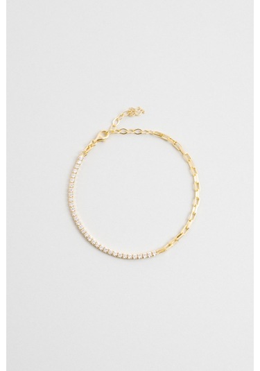 Zarafet 18 Ayar Sarı Altın Kaplama 19 Cm Gümüş Bileklik Sarı