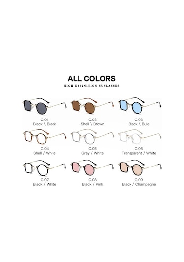 Kare Yuvarlak Güneş Gözlüğü Kişilik Düzensiz Güneş Gözlükleri Retro Erkek Uv400 Gölge Gözlük Siyah Mavi