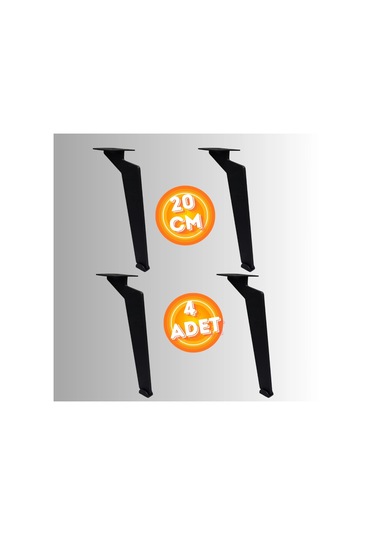 20 Cm Metal Tabanca Ayak Koltuk Ayağı Mobilya Ayağı Ünite Ayağı Konsol Ayağı Puf Berjer Ayağı 4 Ad Siyah