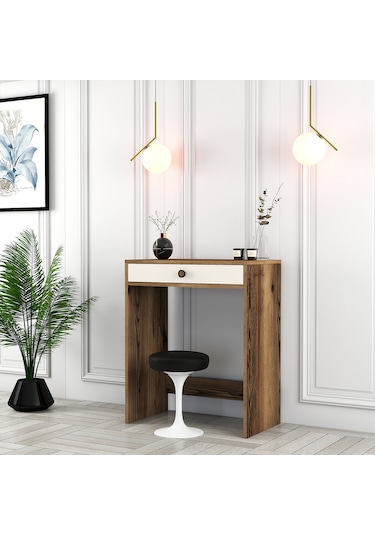 Lizbon Mini Makyaj Masası - Ceviz / Krem