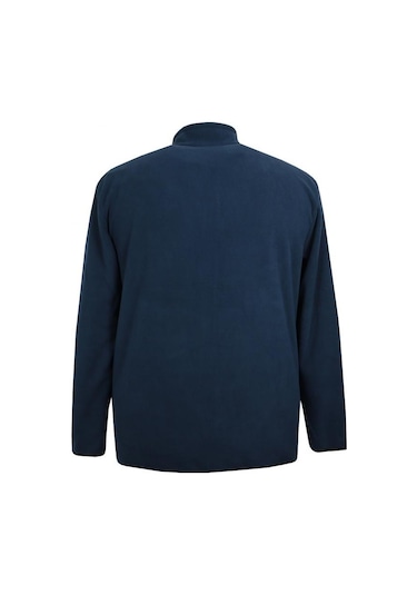 Erkek Büyük Beden Dik Yakalı Fermuarlı 122 Kg-172 Kg Arası İçin Uygun Bedenli Polar Sweat Mont Lacivert