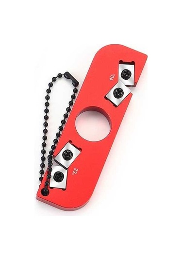 Pazly Kırmızı Açık Halka Çift Kafa Taşınabilir Kalemtıraş Keskinleştirici Aleti, 9x2.5x0.6 Cm, 40 Gr