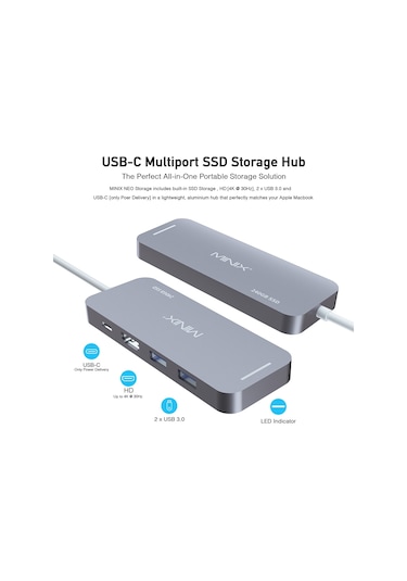 Minix Neo 240 GB SSD Harici Depolama ve Çoklu USB C Hub Port