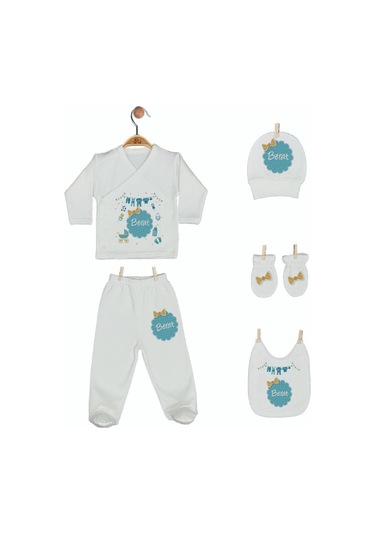 Pia Baby Gl 1905-05 İsme Özel Beşli Zıbın Set Krem