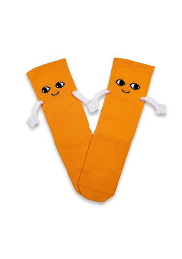 Mıknatıslı El Ele Tutuşan Çorap Arkadaşlık Spor Çorabı Eğlenceli Ve Komik Turuncu