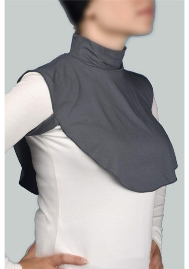 Altobeh Düz Balıkçı Yaka Boğazlı Penye Tesettür Kadın Yakalık Boyunluk - Füme