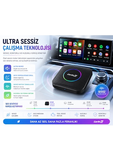 Carlinkit Tbox Max Ambient 13.0 8gb/128gb Kablosuz Carplay & Android Auto Diğer
