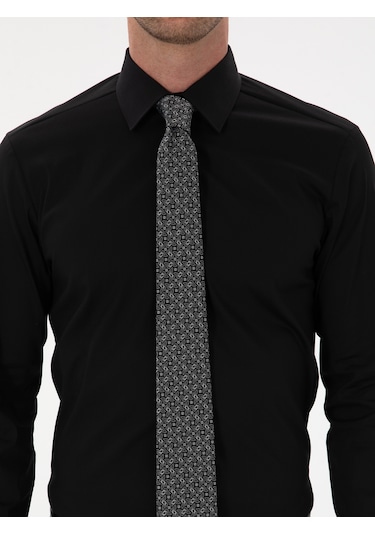 Cacharel Siyah Slim Fit Pamuk Karışımlı Gömlek