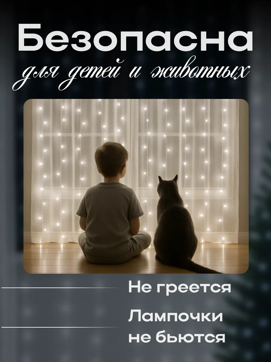 D-light 2x2 Dekoratif İç Mekan Yılbaşı Pencere Perde Işıkları 108518473 Soğuk Beyaz