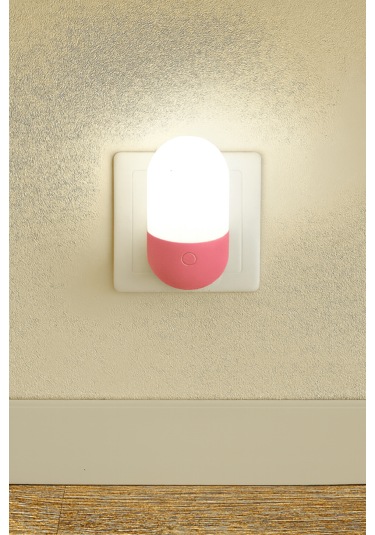 Gece Lambası Iki Renkli Günışığı Ve Beyaz Renk 1 Watt Led Pembe