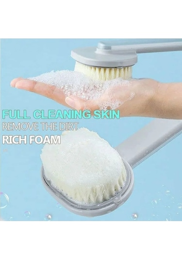 Besthome1 Lieviry Uzun Saplı Duş Fırçası - Sabun Dispenserli, Sırt Masajı İçin Pembe Pembe