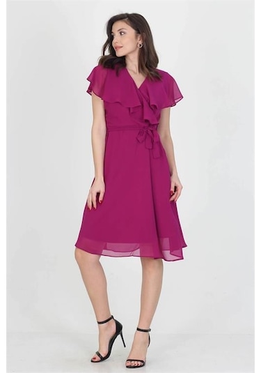 Kadın Şifon Mezuniyet Elbisesi Dpry8081 Mürdüm