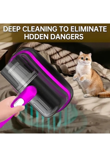 Elmpaly Mor Yatak Şarjlı El Süpürgesi Güçlü Emiş Usb Şarj Derin Temizlik