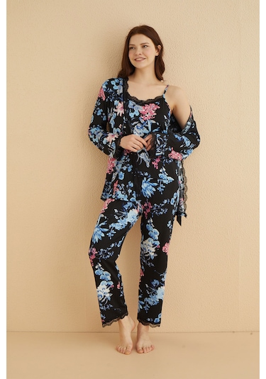 Arcan 3'lü Pijama Takımı Lacivert