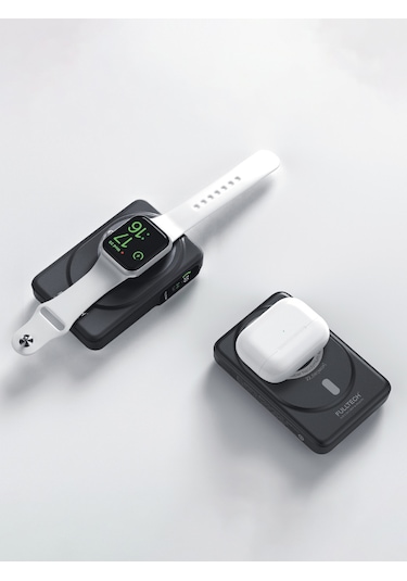 Fulltech Fp22 10.000mah 15w Magsafe Standlı Wireless Powerbank Hızlı Şarj, Çift Çıkış, Dahili Kabl Siyah