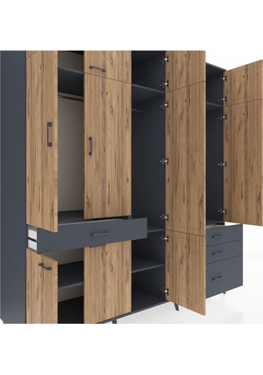 Kronos Dolap 8 Raflı 4 Çekmeceli 3 Askılı 220x59x243 Antrasit-çam/antrasit Atlas Çam/antrasıt Kronos Dolap 8 Raflı 4 Çekmeceli 3 Askılı 220x59x243 Antrasit-çam/antrasit Atlas Çam/antrasıt