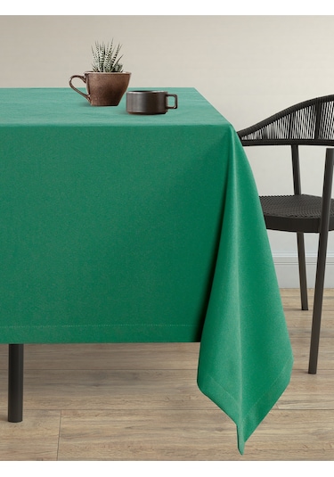 Kadife Dokulu Çam Yeşili Dertsiz Masa Örtüsü Çam Yeşili