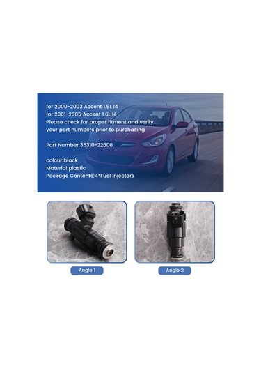 Synodicmonth Hyundai Accent 00-05 1.5l 1.6l I4 İçin 4 Adet Yakıt Enjektörü 35310-22600