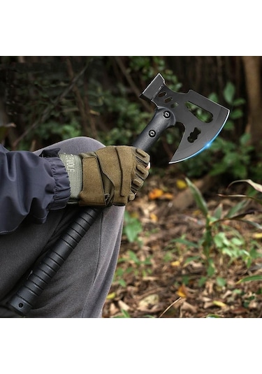 Valkyrie Çekiçli Outdoor Kamp Baltası Kılıflı Balta Siyah