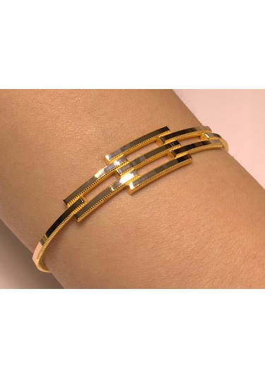 Altın Kaburga Model Ajda Kelepçe Bilezik Sarı Altın