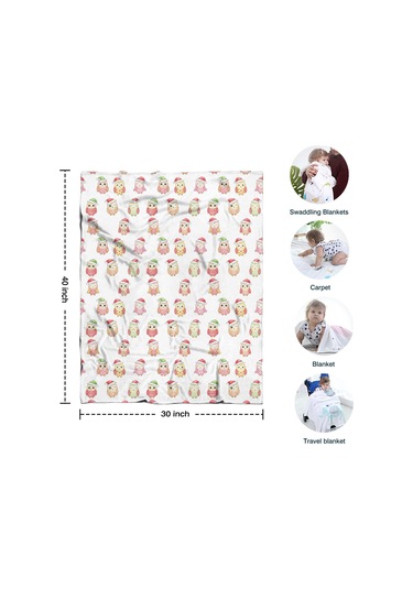 Noel Desenli 30x40 İnç Polar Battaniye, Yumuşak, Hafif Ve Kalın, Erkek, Kadın Ve Çocuk İçin Noel Baykuş Baba Noel