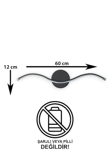 Wave Modern Tasarım Siyah Renk Gün Işığı Ledli Banyo - Mutfak - S Siyah