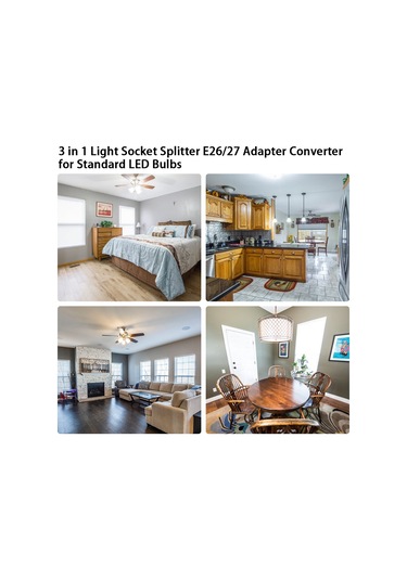 Skycity E26/27 Beyaz Soket Adaptörü - 3'lü Çevirme Kolu, 180 Derece Dönebilen, Yangın Engellli Malzeme, Toplam 180w Güç Beyaz