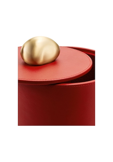 Tall Pebble Trinket Box, Kırmızı Deri Süs Kutusu