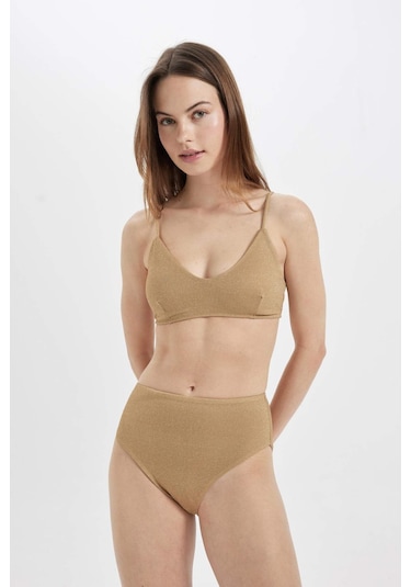 DeFacto Regular Fit Parlak Kumaş Bikini Üstü-Fall in Love C3181AX24SMYL275
