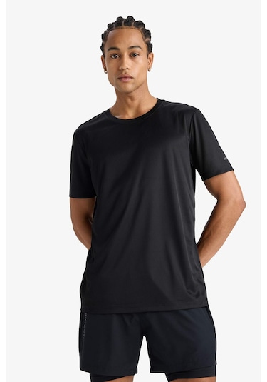 Defacto Defactofit Slim Fit Dar Kesim Bisiklet Yaka Çabuk Kuruyan Nefes Alabilen Esnek Kumaş Baskılı Sporcu Kısa Kollu Tişört E9318ax25aubk81 SIYAH