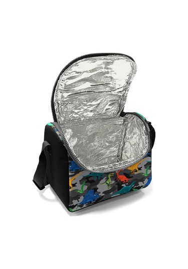 Coral High Kids Koyu Gri Siyah Kamuflaj Dinazor Desenli Thermo Beslenme Çantası 11812