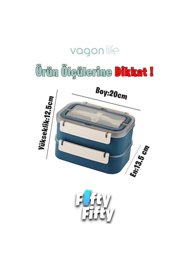 Vagonlife Bento Lunch Box 1600 Ml 2 Kat Sefer Tası Paslanmaz Çelik -fflbox2221