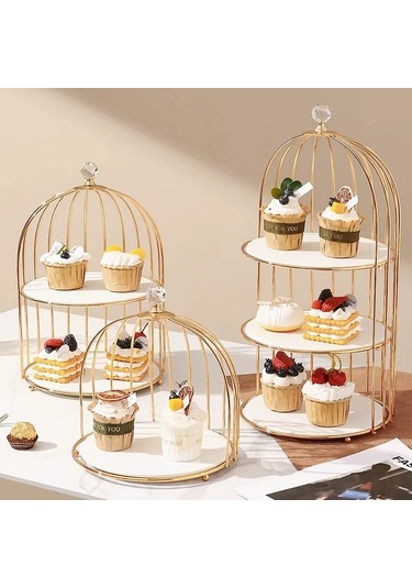 Fochsia Mumm Hiboux Altın Tek Katlı Zarif Pasta Standı Çay Partisi Ve Hediyelik