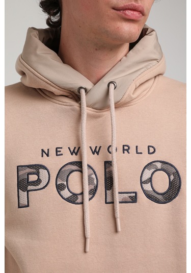 Kapüşonlu Bej Slim Fit Hoodie 23fwm64061 BEJ Bej