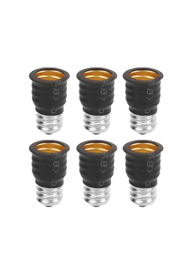 6'lı Paket Siyah E12 - E14 Ampul Adaptörü Dönüştürücü
