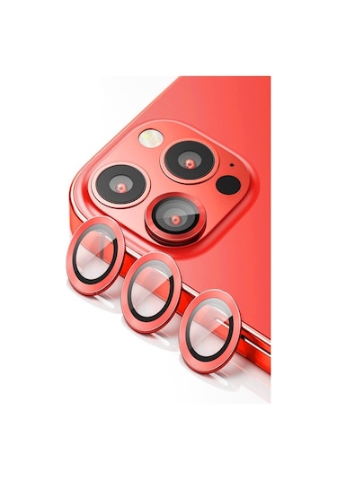 Apple Uyumlu iPhone 12 Pro Max Kırmızı Kamera Lens Koruyucu Cam Kırmızı