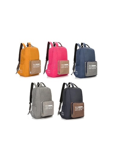 Luckydog Lacivert Katlanabilir Sırt Çantası Öğrenci Okul Çantası Oxford Kumaş Spor Çantası Moda Katlanır Çanta Rahat Lacivert Lacivert