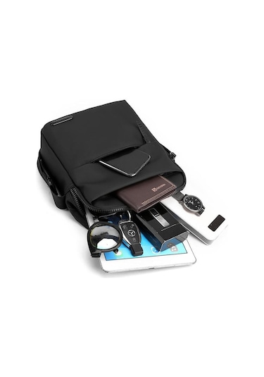 Siyah Çapraz Kol Taşıma Faturası Omuz Çantası Su Geçirmez Rahat Basit Omuz Çantası Trendy Erkek Çantası Siyah