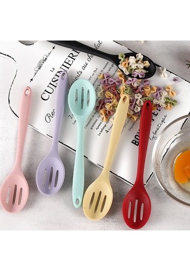 4 Adet Oluklu Silikon Kepçe Yapışmaz Silikon Karıştırma Kaşığı