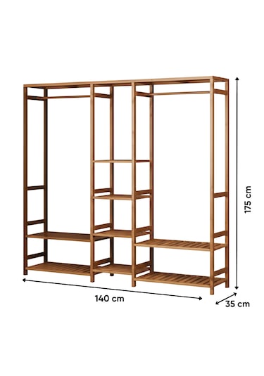 Ahşap Açık Gardırop Elbise Askılığı Kahverengi