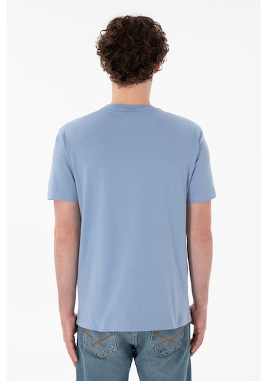 U.S. Polo Assn. Erkek Regular Fit  V Yaka Mavi Basic Tişört 50305858-VR036