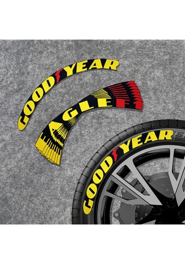 Motosiklet & Araç Goodyear 3d Oto Lastik Jant Yazısı Şerit Sticker Arma Oto Sticker 4 Adet 2.5 Cm