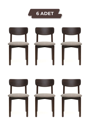 Keynote Ceviz Ahşap 6'lı Mutfak Salon Yemek Odası Sandalyesi