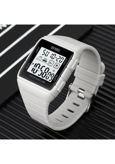 Yingfu 1960 Paslanmaz Çelik Siyah Altın Erkek Kol Saati - Silikon Kayış Beyaz