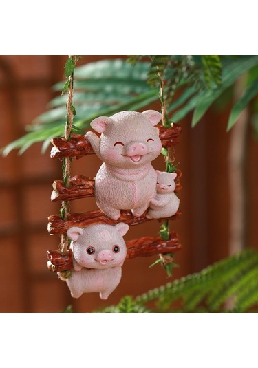 Suntek Asılı Halatlı Domuz Heykelciği Bahçe İç Mekan