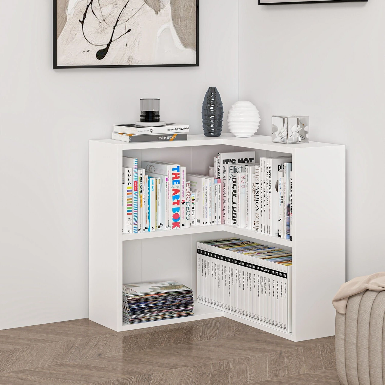 Adel 1 Raflı Köşe Kitaplık - Beyaz Beyaz